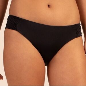 NWOT TRINA TURK Monaco Solids Tab Slide Hipster Black Bikini Bottoms, Size 12